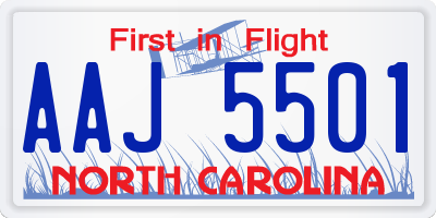 NC license plate AAJ5501