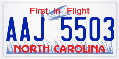 NC license plate AAJ5503