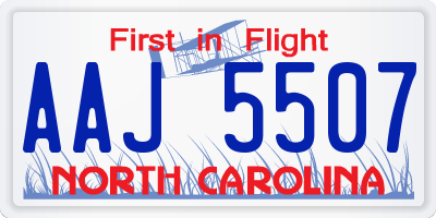NC license plate AAJ5507