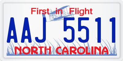 NC license plate AAJ5511