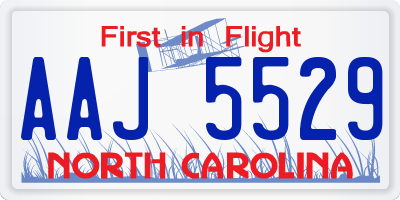 NC license plate AAJ5529