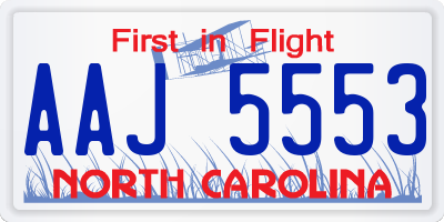 NC license plate AAJ5553