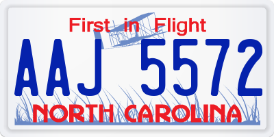NC license plate AAJ5572