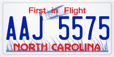 NC license plate AAJ5575
