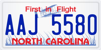 NC license plate AAJ5580