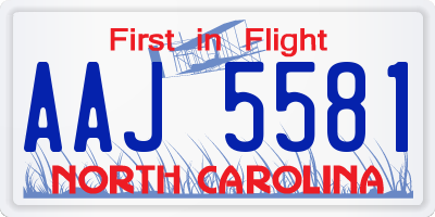 NC license plate AAJ5581