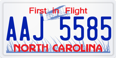 NC license plate AAJ5585