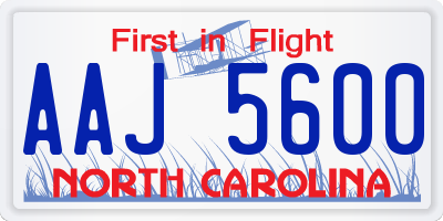 NC license plate AAJ5600
