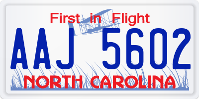 NC license plate AAJ5602
