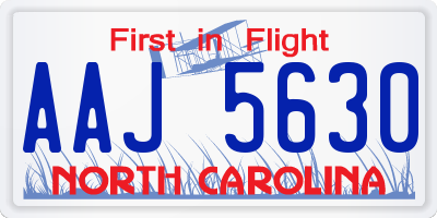 NC license plate AAJ5630