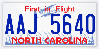 NC license plate AAJ5640