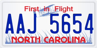 NC license plate AAJ5654
