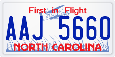 NC license plate AAJ5660
