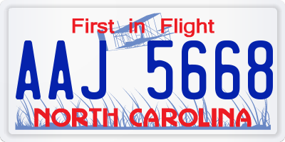 NC license plate AAJ5668