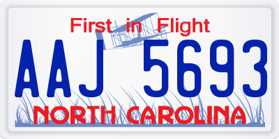NC license plate AAJ5693