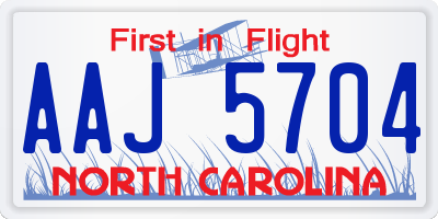 NC license plate AAJ5704