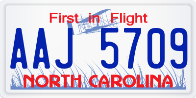 NC license plate AAJ5709