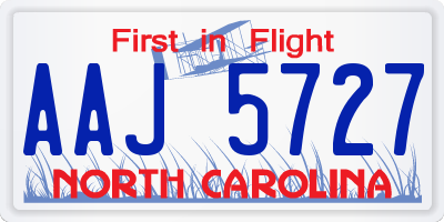 NC license plate AAJ5727