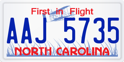 NC license plate AAJ5735