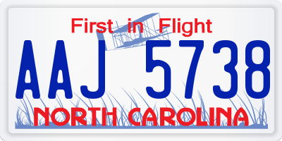 NC license plate AAJ5738