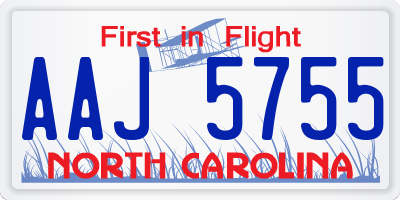 NC license plate AAJ5755