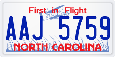 NC license plate AAJ5759