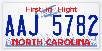 NC license plate AAJ5782