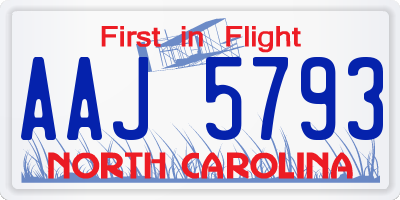NC license plate AAJ5793