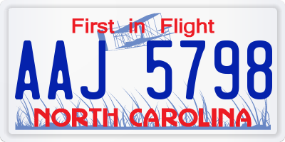 NC license plate AAJ5798