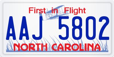 NC license plate AAJ5802