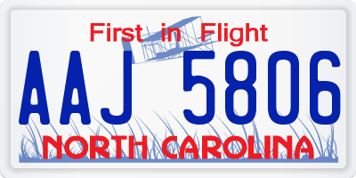 NC license plate AAJ5806