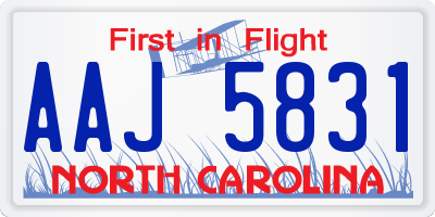 NC license plate AAJ5831