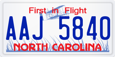 NC license plate AAJ5840