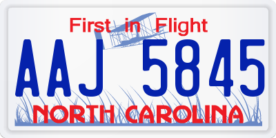 NC license plate AAJ5845
