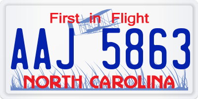 NC license plate AAJ5863