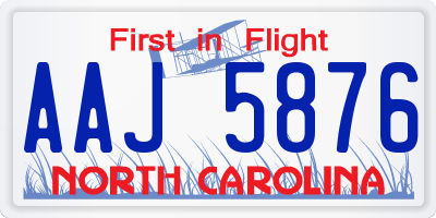 NC license plate AAJ5876