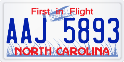 NC license plate AAJ5893