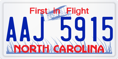 NC license plate AAJ5915