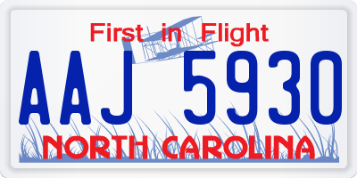 NC license plate AAJ5930