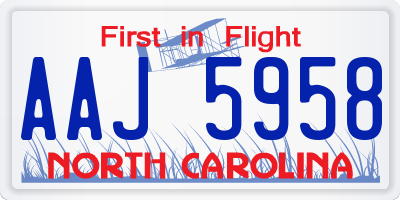 NC license plate AAJ5958
