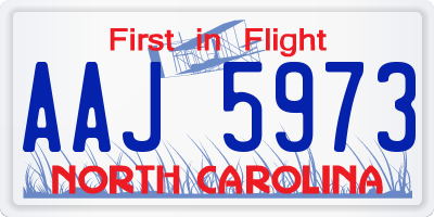NC license plate AAJ5973