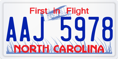 NC license plate AAJ5978
