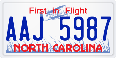 NC license plate AAJ5987
