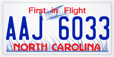 NC license plate AAJ6033
