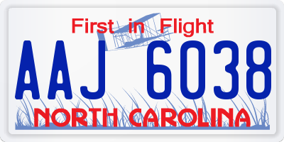 NC license plate AAJ6038