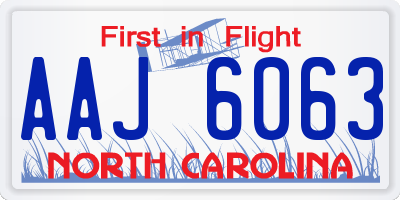 NC license plate AAJ6063