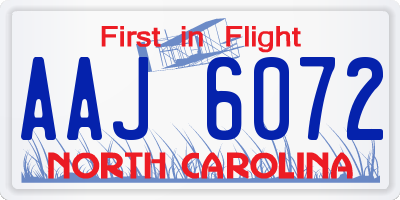 NC license plate AAJ6072