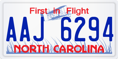 NC license plate AAJ6294