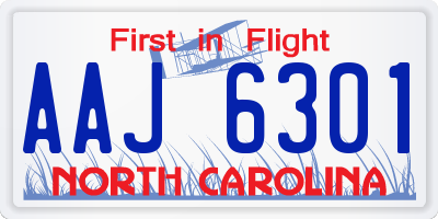 NC license plate AAJ6301