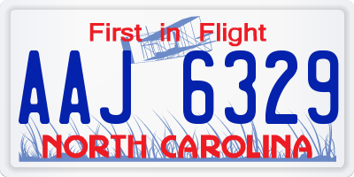 NC license plate AAJ6329